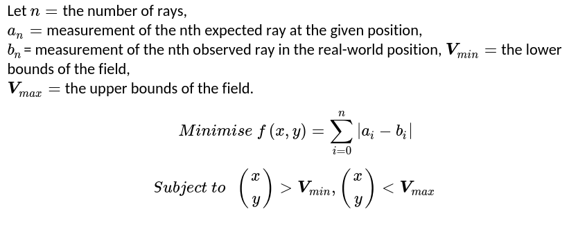 Mathematical description of optimisation problem